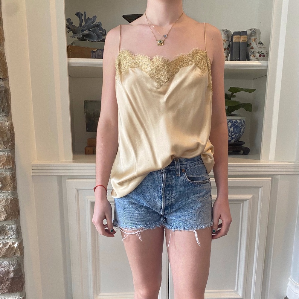 Ralph Lauren Golden Silk and Lace Cami